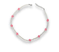 Pearl Necklace with Pink Dice Charms