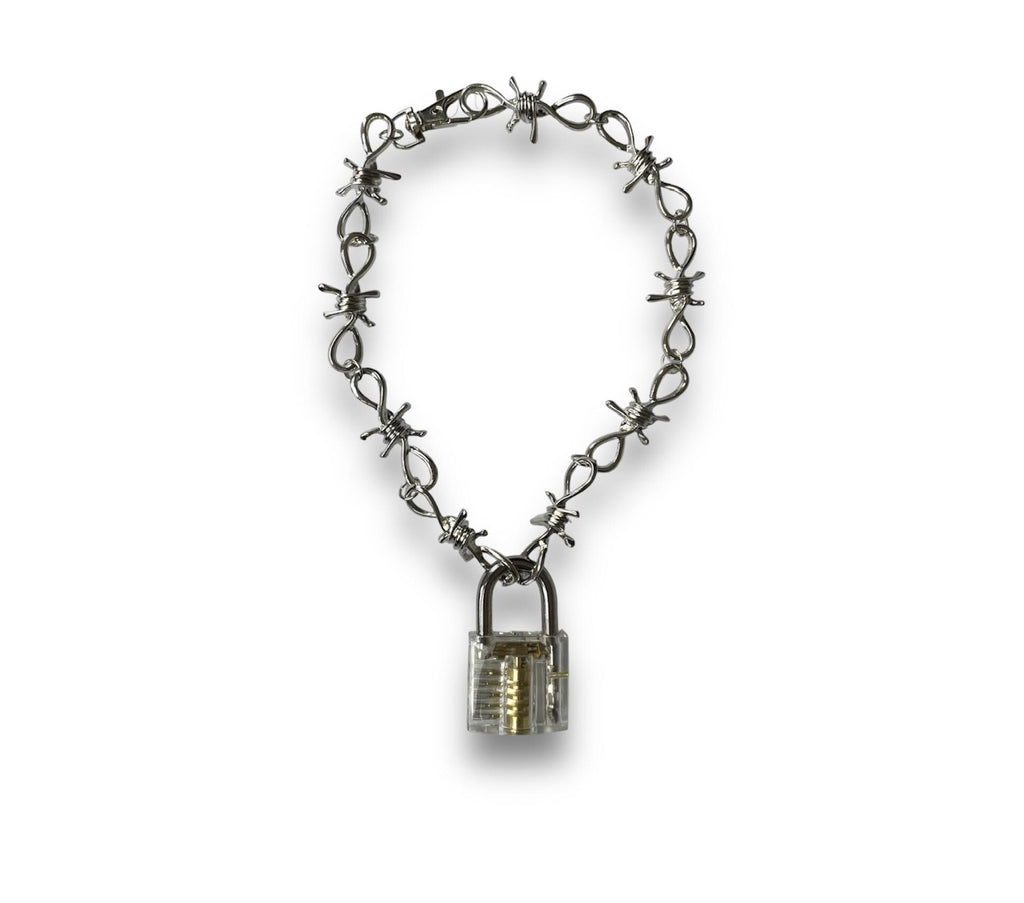 Barb Wire & Lock Necklace