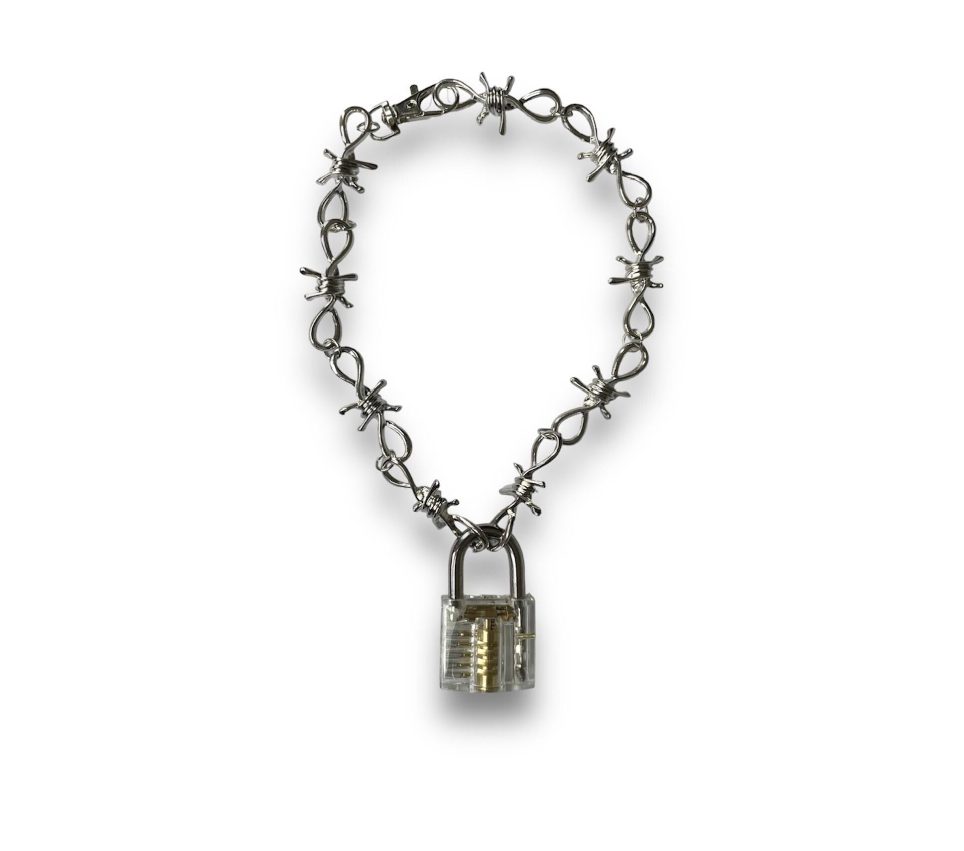 Barb Wire & Lock Necklace