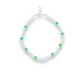 Pearl Necklace with Green Dice Charms