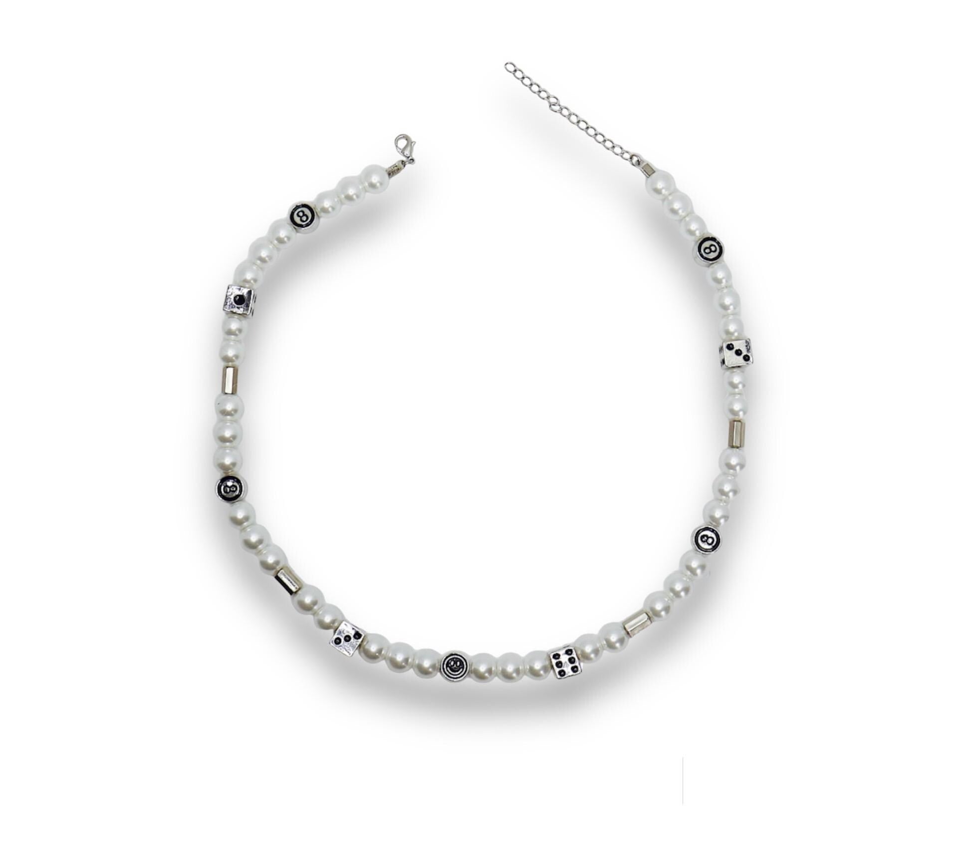 Silver Charms and Pearl Necklace