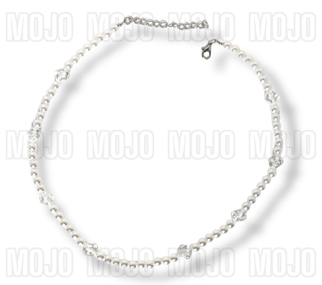 Dice & Pearl Necklace : Clear