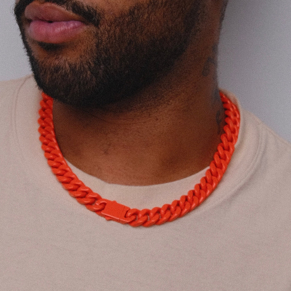Color Cuban Link Chain: Orange
