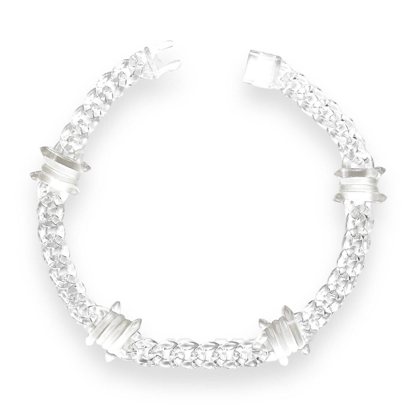 Acrylic Cuban Link Necklace w/ Barb Wire Charms.