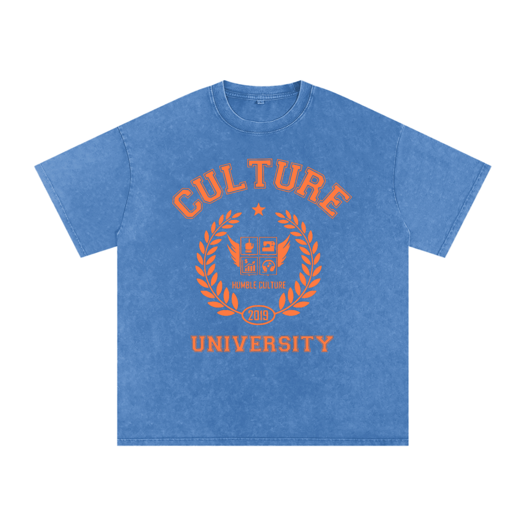 Light Blue Culture University Oversized T-Shirt