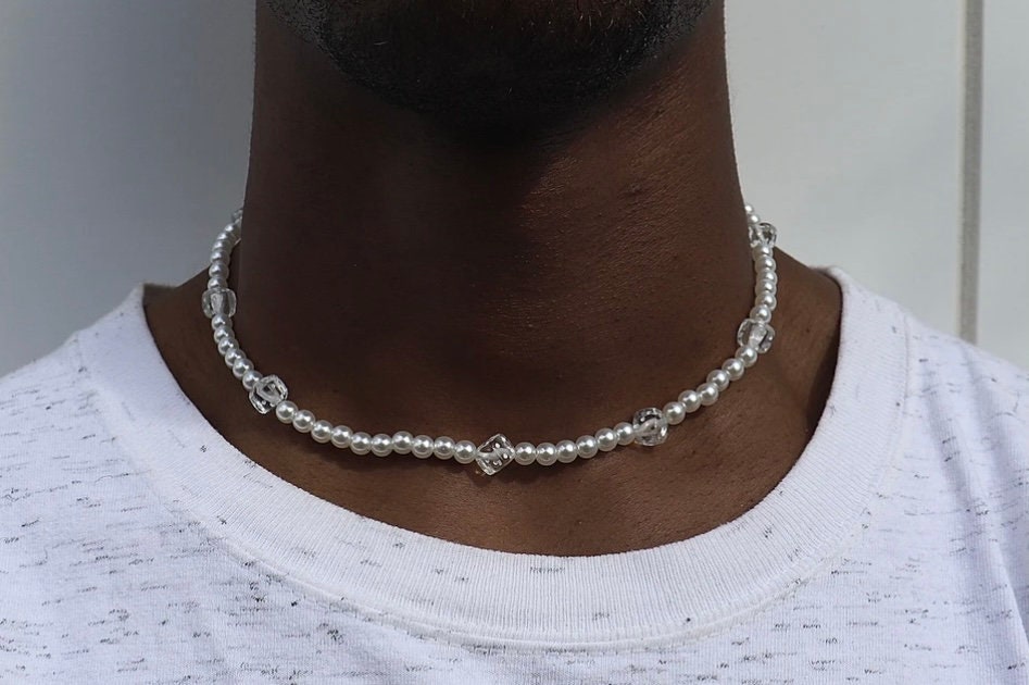 Dice & Pearl Necklace : Clear