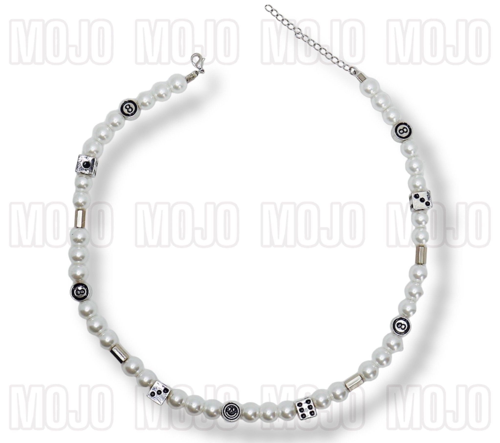 Silver Charms and Pearl Necklace