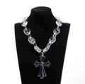 Transparent Acrylic Link Necklace with Cross Pendant