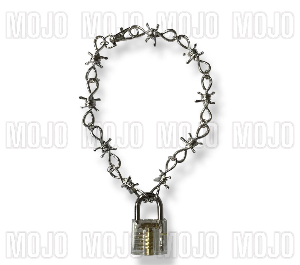Barb Wire & Lock Necklace
