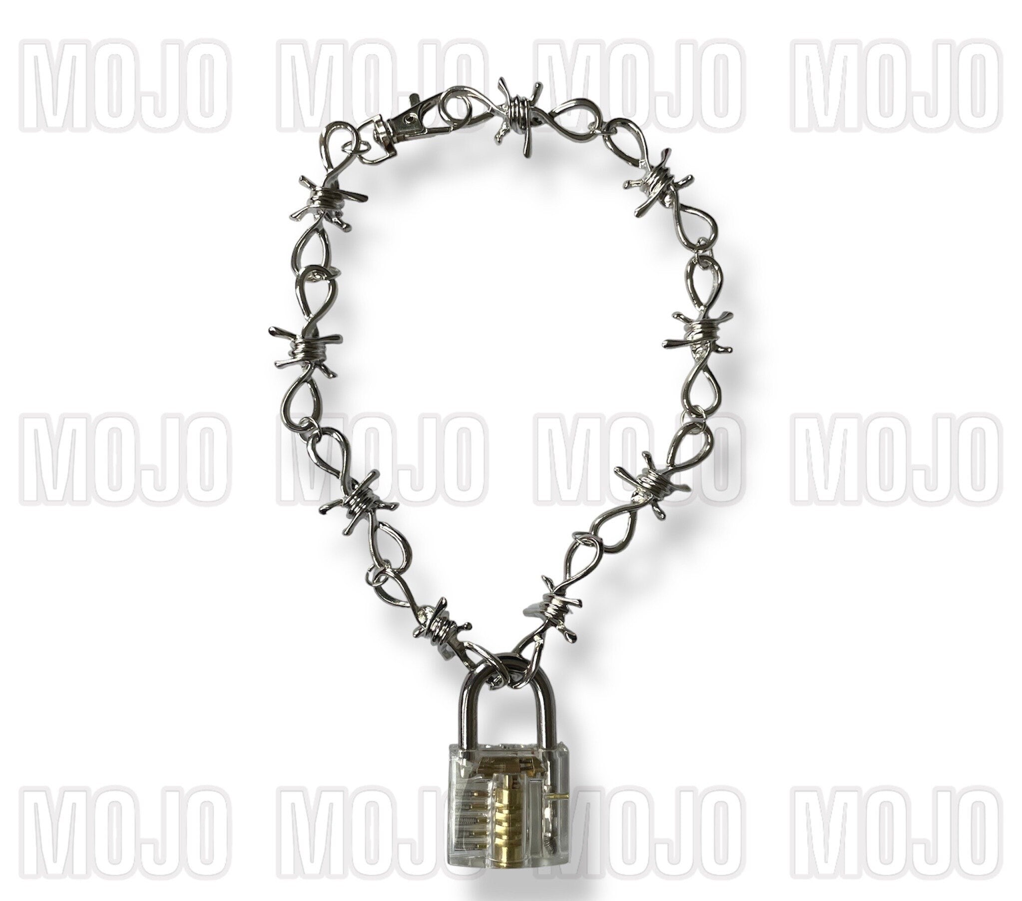 Barb Wire & Lock Necklace