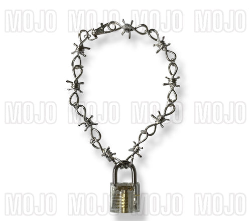 Barb Wire & Lock Necklace