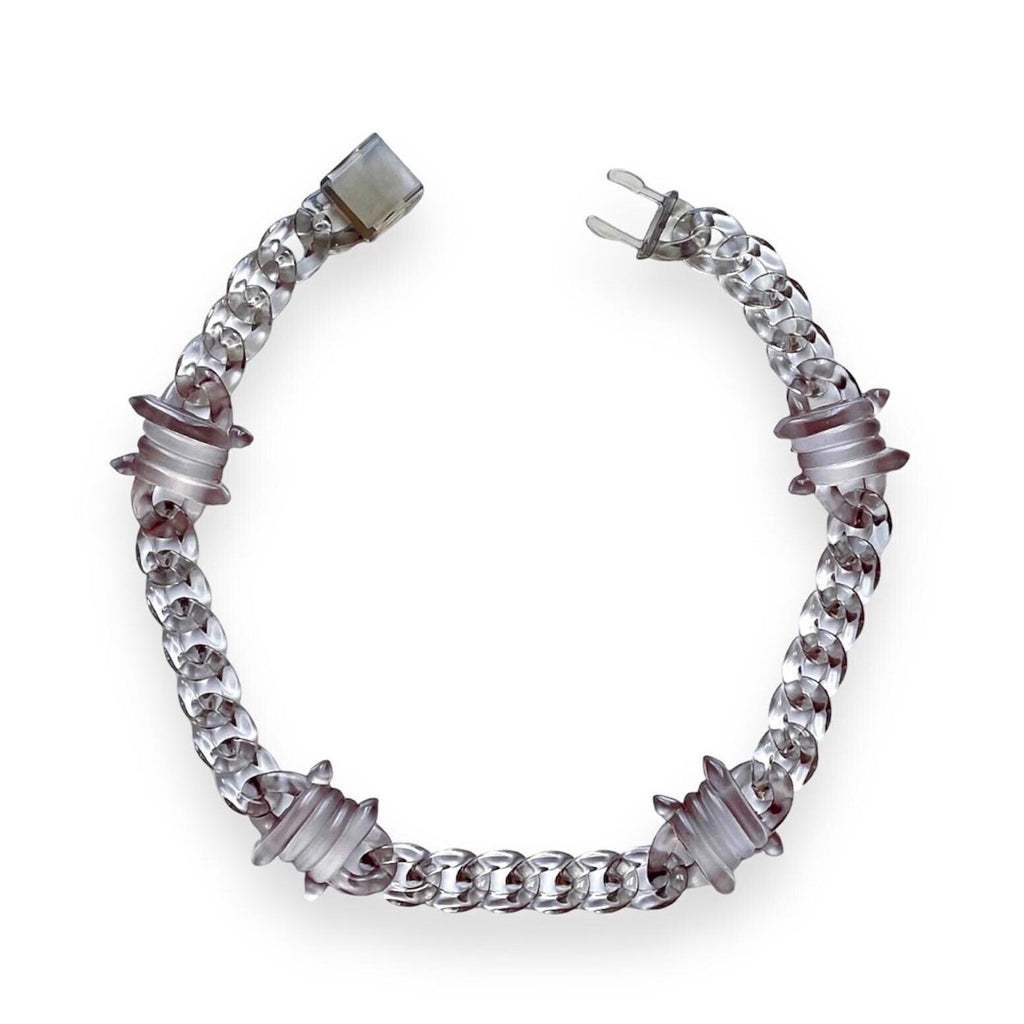 Acrylic Cuban Link Necklace w/ Barb Wire Charms : Black