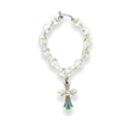 Transparent Iridescent Acrylic Link Necklace with Cross Pendant