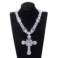 Transparent Acrylic Cuban Link Barbed Wire Necklace with Gothic Cross Pendant