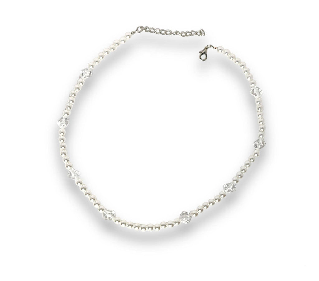 Dice & Pearl Necklace : Clear