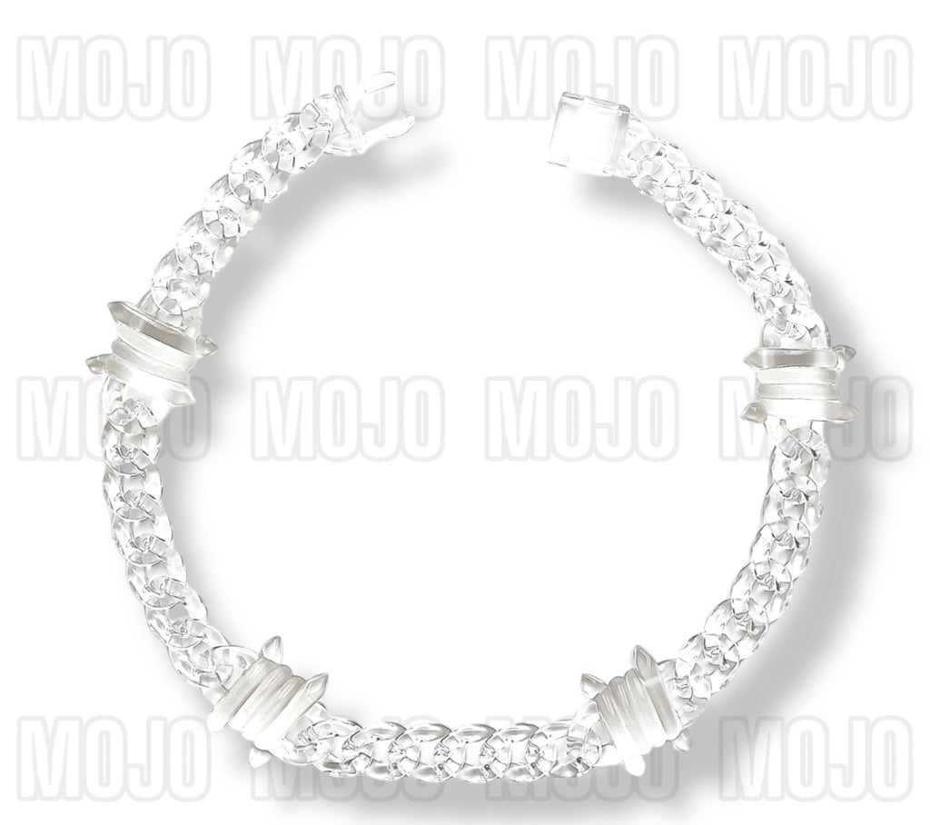 Acrylic Cuban Link Necklace w/ Barb Wire Charms.