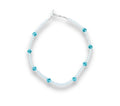 Pearl Necklace with Blue Dice Charms Adjustable